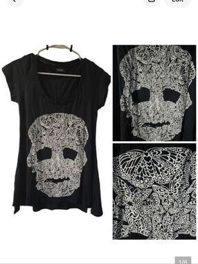 Lauren Moshi NWOT Butterfly Skull tee